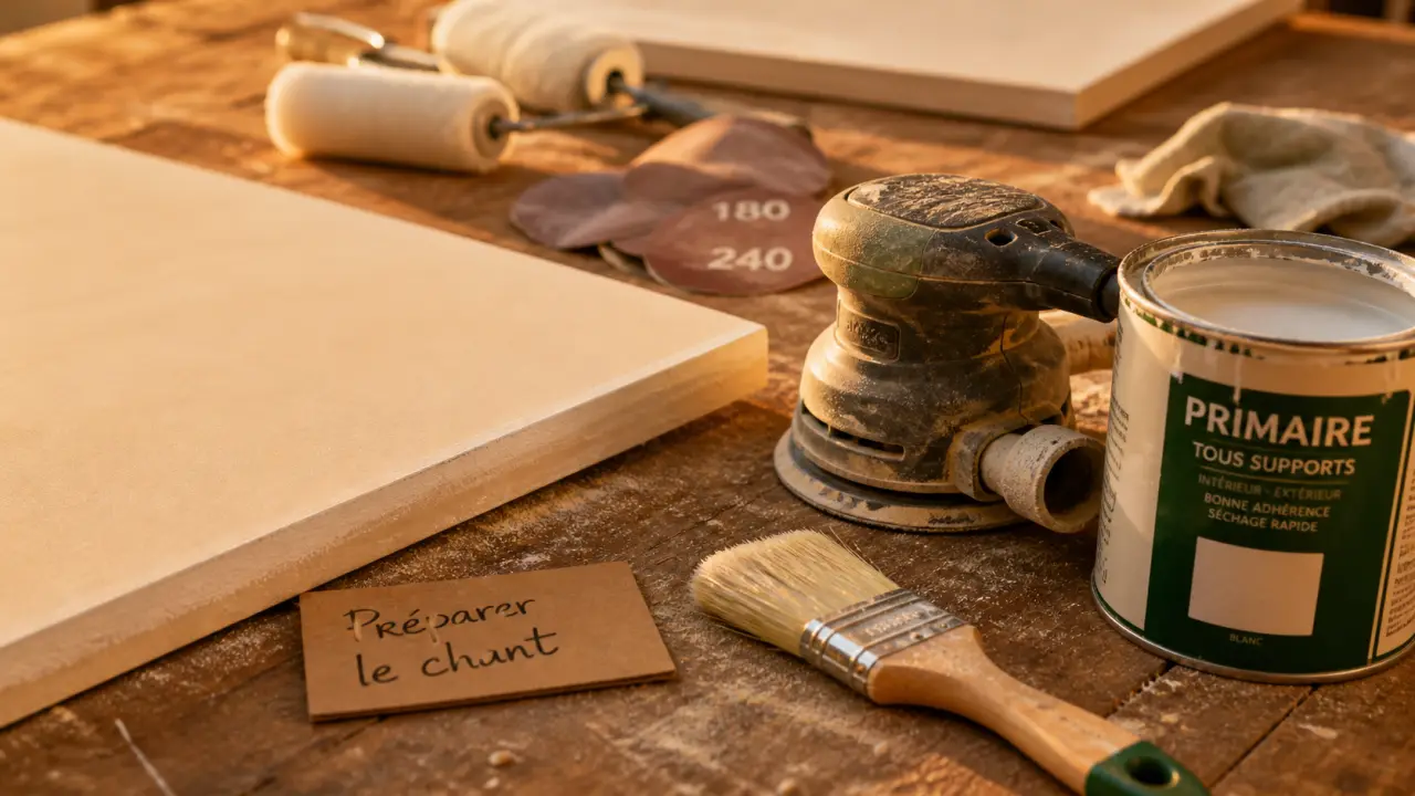 Peindre du contreplaqué : chant préparé et primaire avant peinture