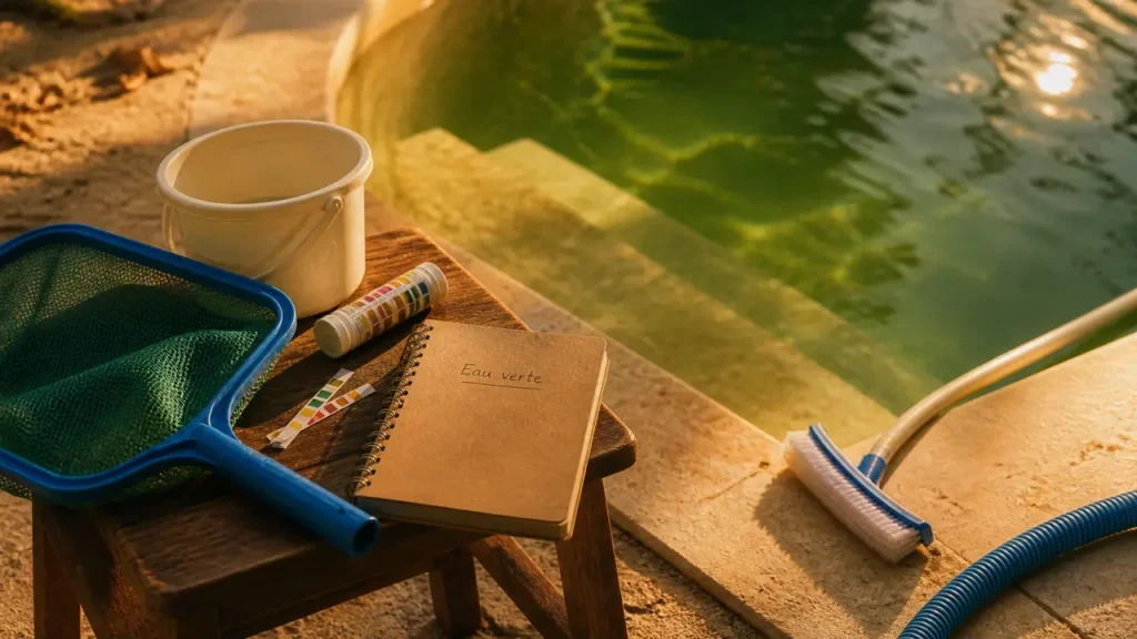 Piscine eau verte : pH, chlore choc et filtration, les trois leviers qui font la différence
