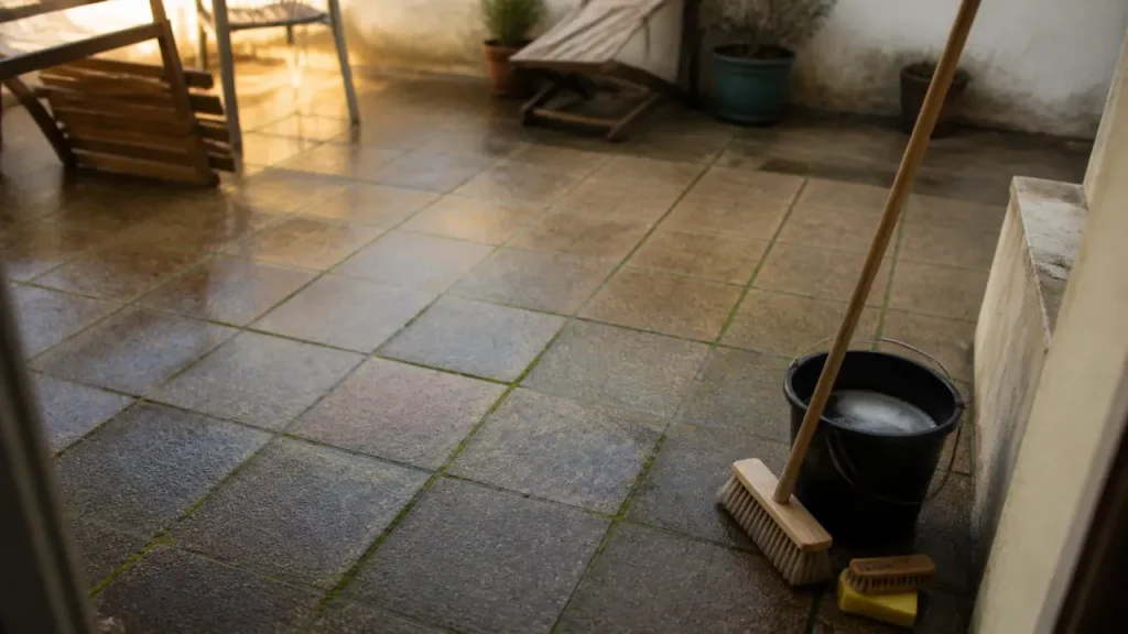 Nettoyer une terrasse sans l’abîmer : pierre, bois et dallage, les erreurs à éviter