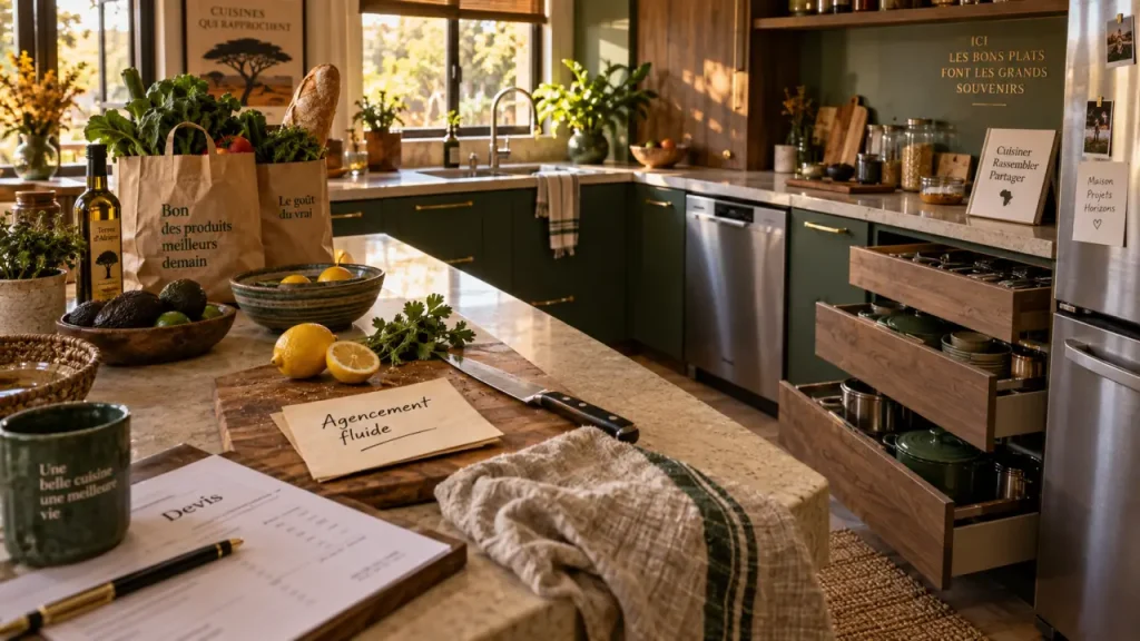 Cuisine équipée et aménagée : 6 décisions pour limiter les déplacements au quotidien