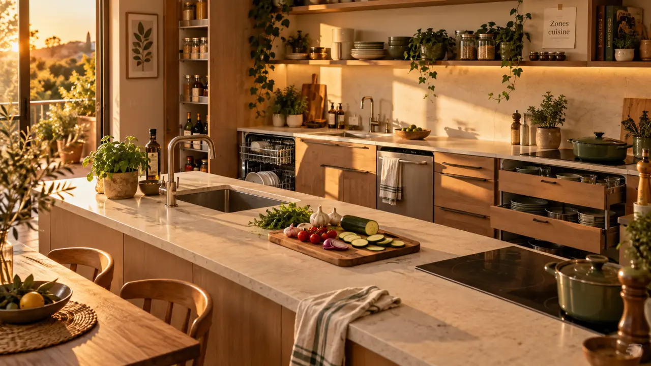 Idée cuisine équipée pour rangement sans alourdir la pièce, cuisine en L