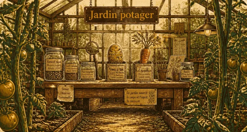 Patate et le jardin potager : serre de jardinage et laboratoire