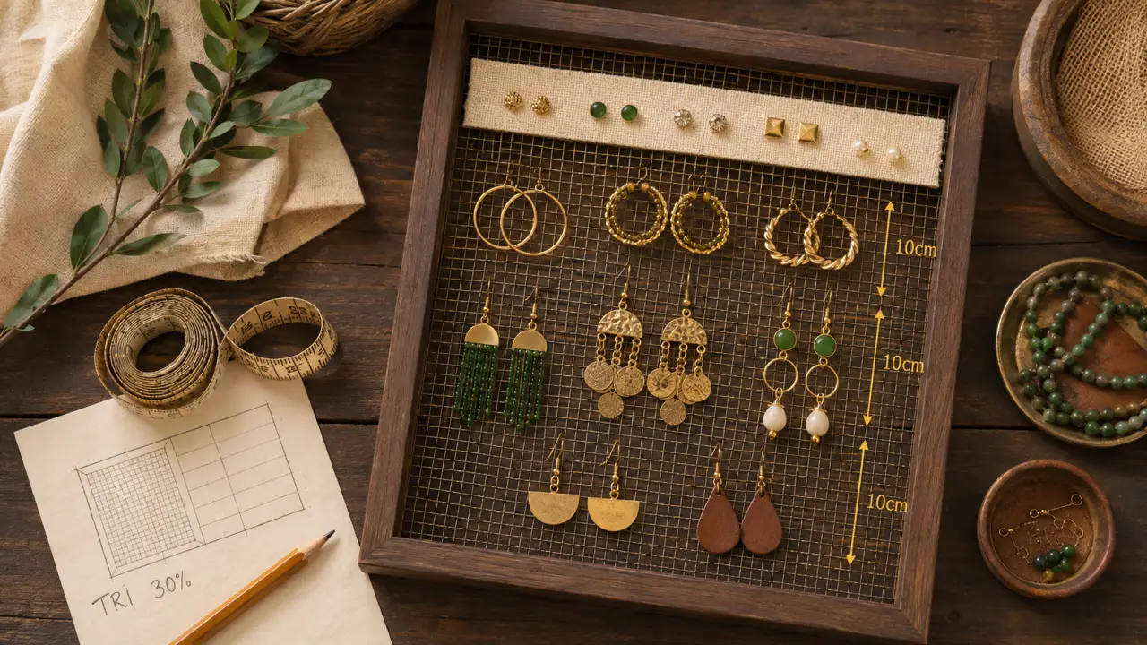Rangement boucles d'oreilles fait maison : porte-boucles DIY grillagé