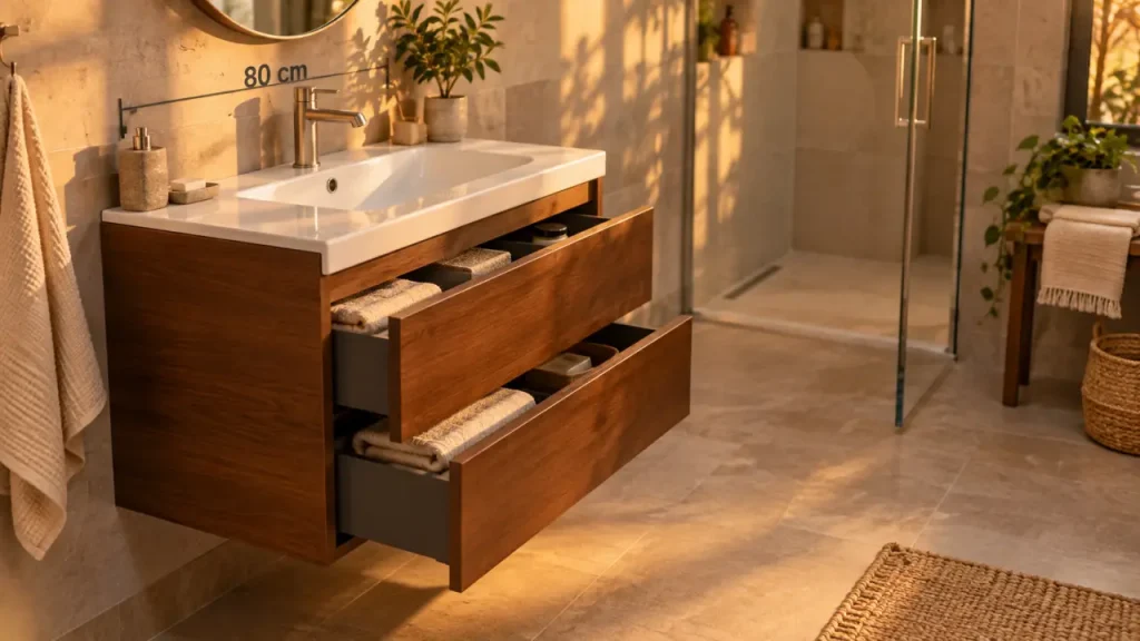 Meuble salle de bain 80 cm : le bon compromis entre rangement et circulation