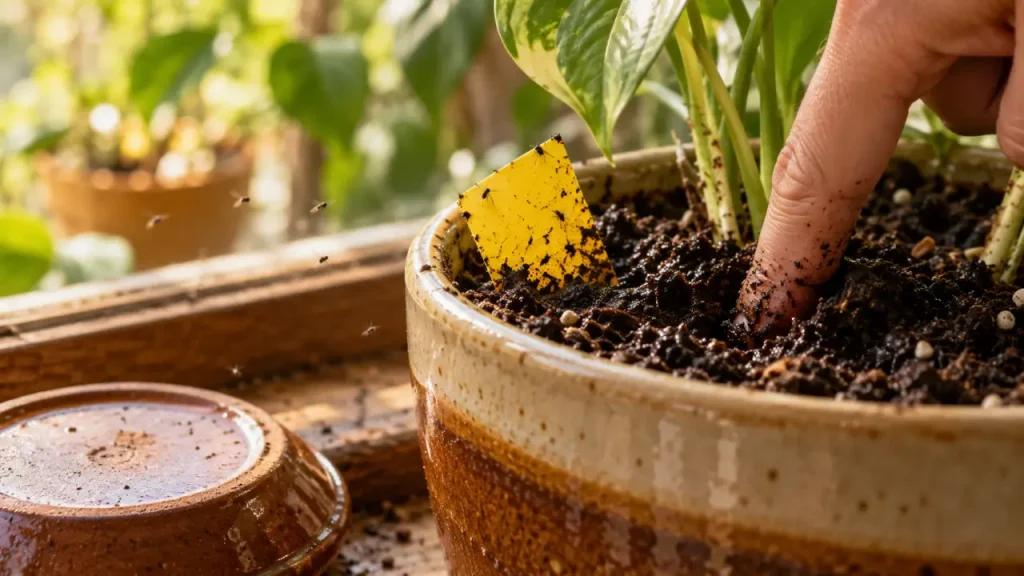 Moucherons des plantes vertes : pourquoi les pièges ne suffisent pas contre les larves