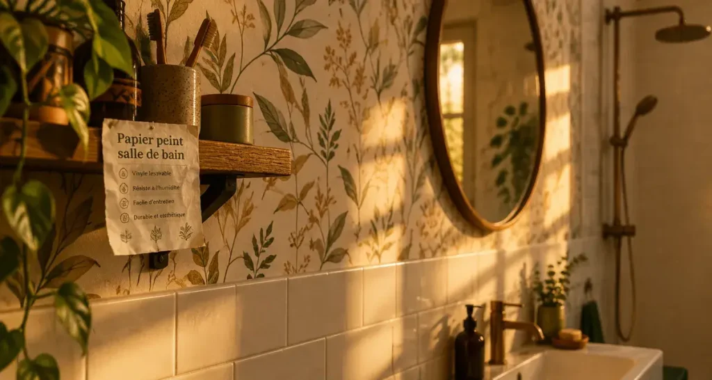 Papier peint salle de bain : le mur à éviter pour empêcher le décollement