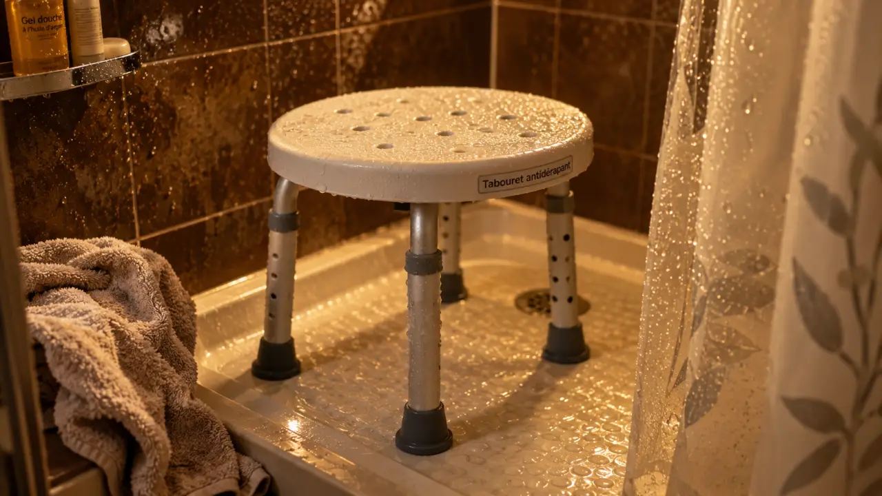 Tabouret de salle de bain antidérapant pour sécuriser la toilette